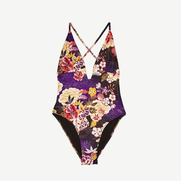 zara floral swimsuit